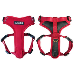 Arnés DJANGO Aventura para perro mediano visto de frente, cómodo y seguro para paseos.