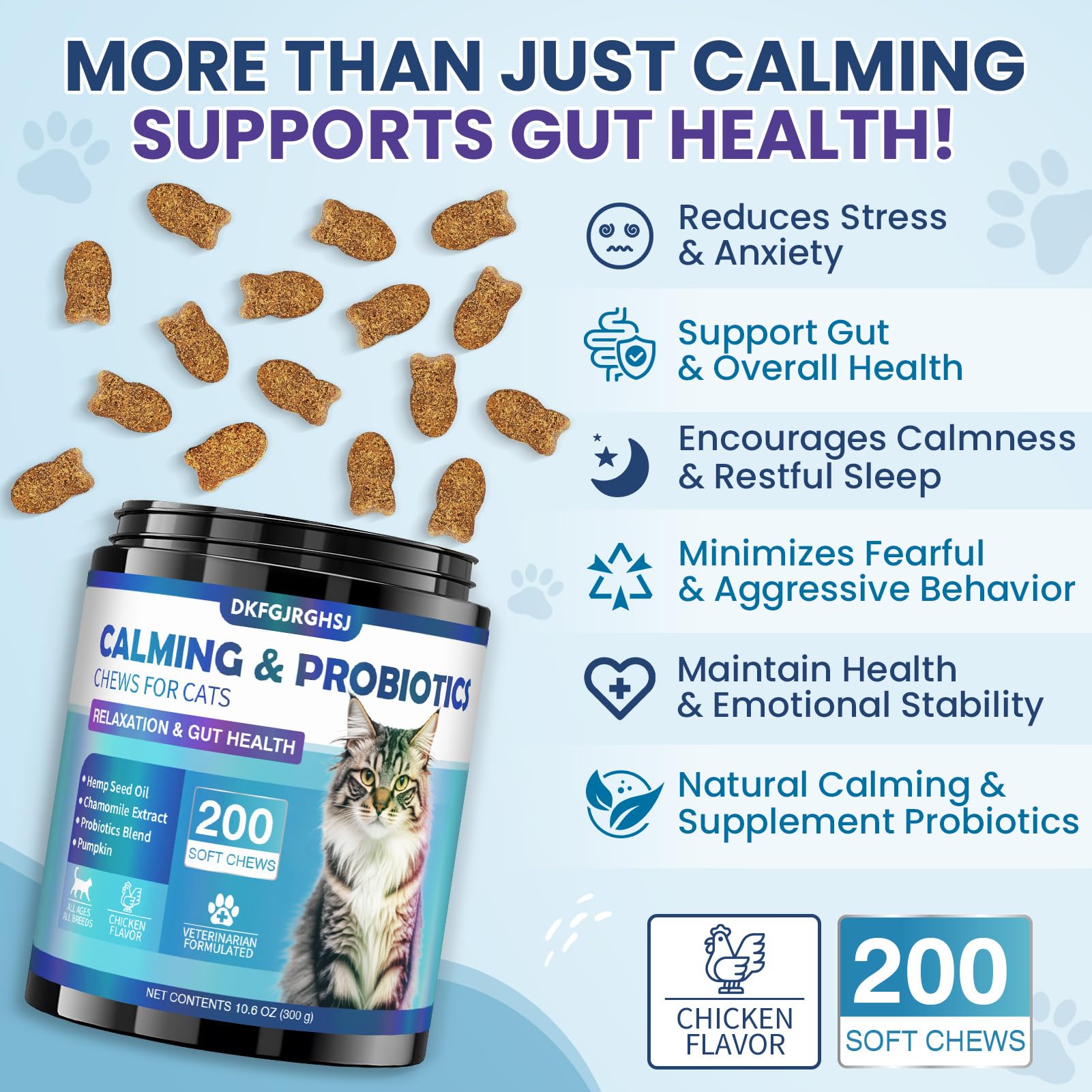 Bocados suaves DKFGJRGHSJ para gatos, ideales como premio diario para la calma.