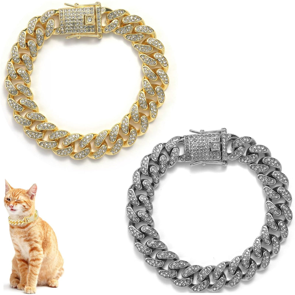 DKJEkdje collar cadena cubana con diamantes en oro, ideal para paseos.