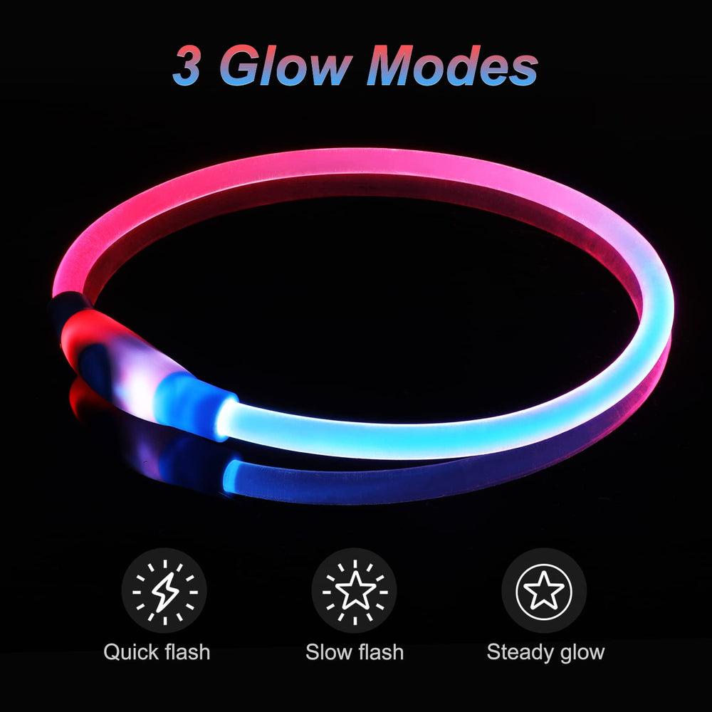 Dlitk collar LED para perros con tres modos de iluminación para reconocimiento.