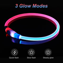 Dlitk collar LED para perros con tres modos de iluminación para reconocimiento.