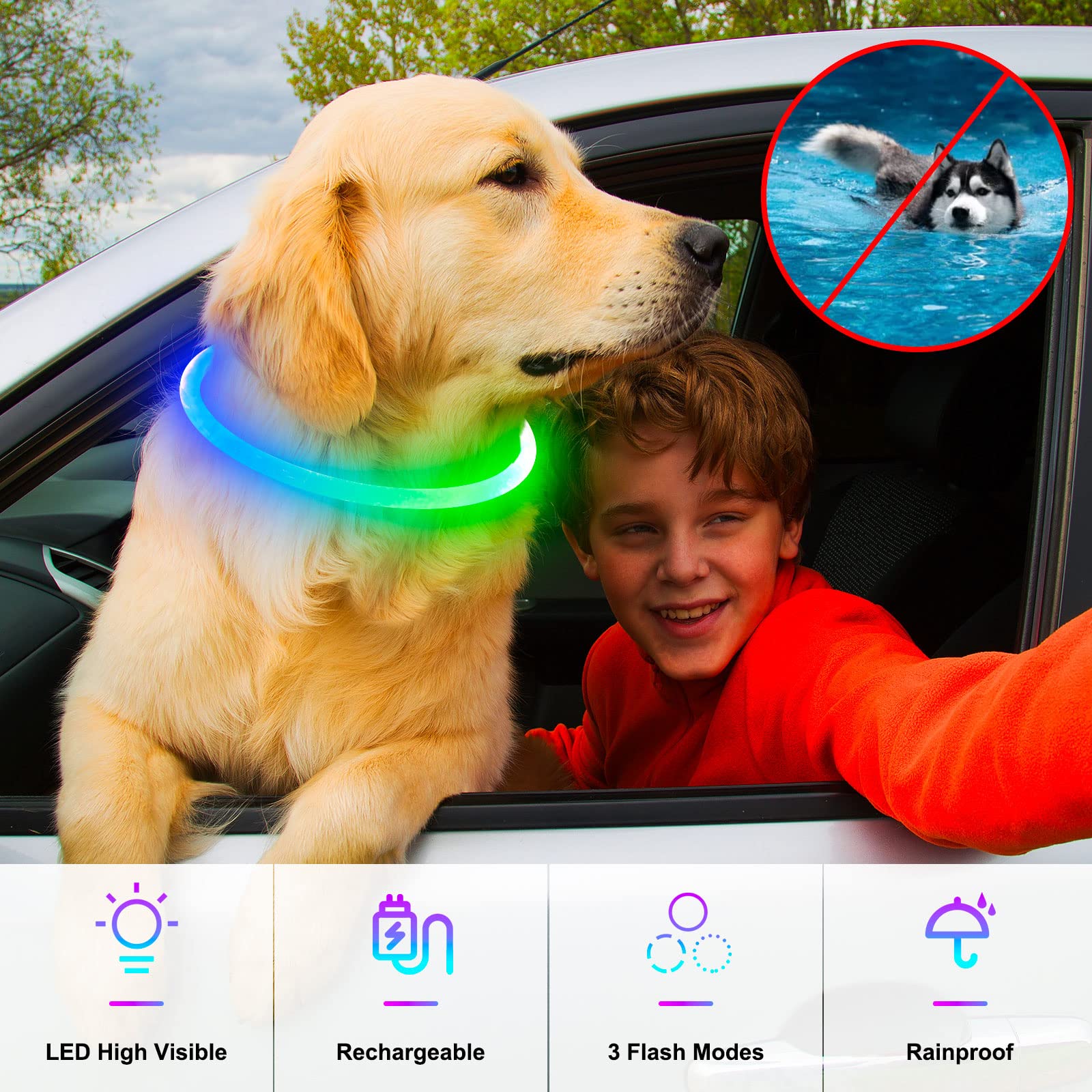 Collar LED Dlitk en TPU ajustable y recortable para cuello correcto