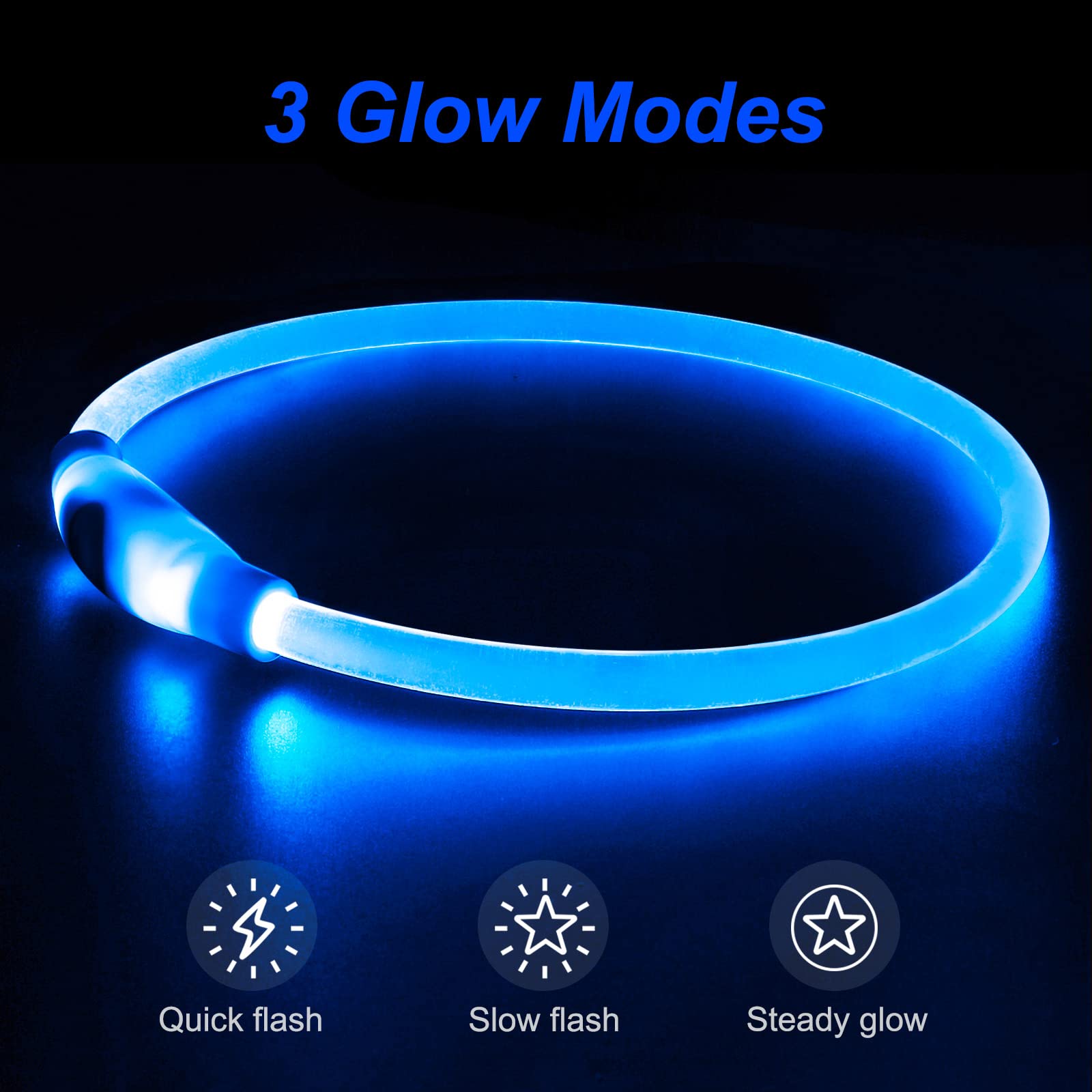 Collar Dlitk recargable, luz constante para paseos seguros.