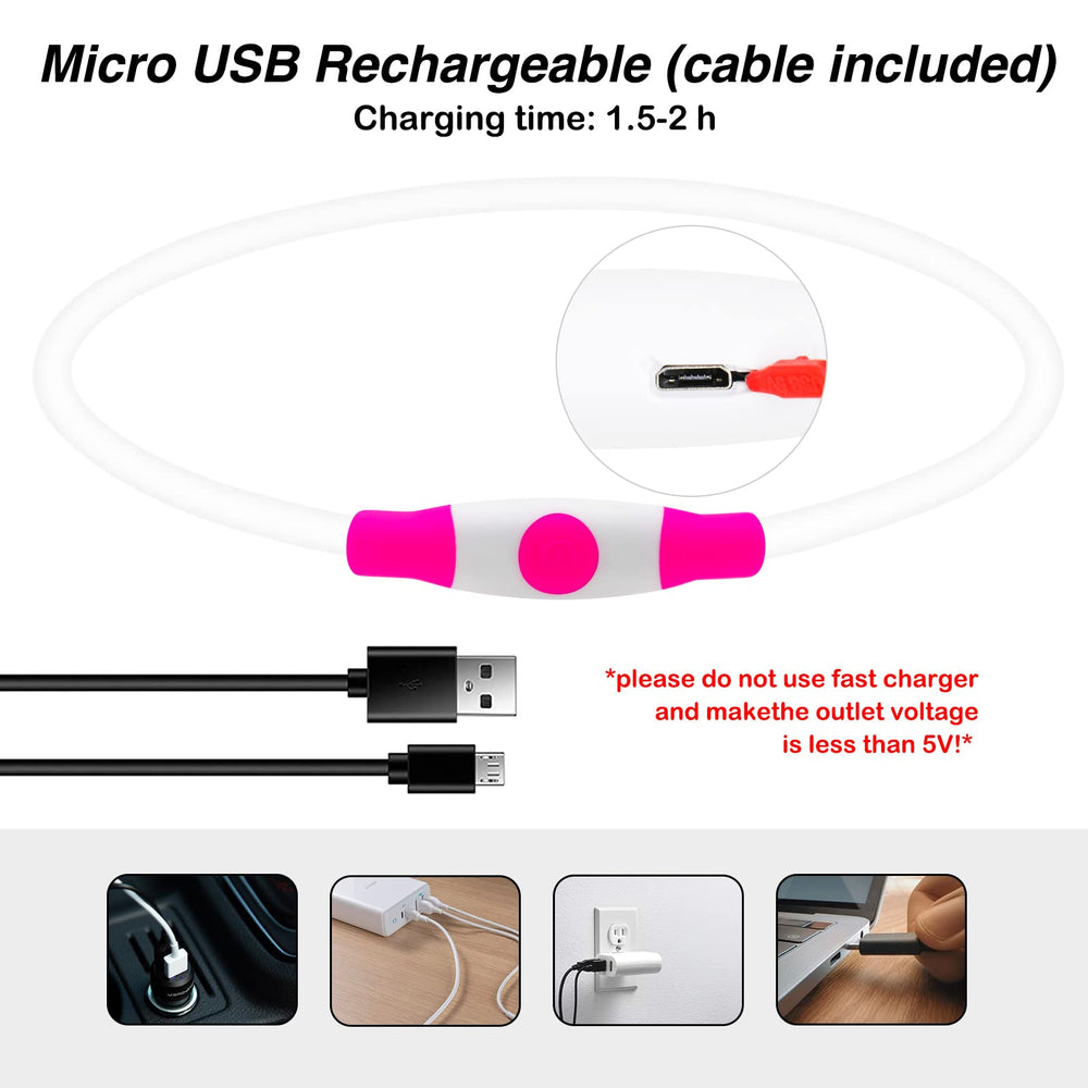 Collar LED recargable USB Dlitk, preparado para salidas nocturnas