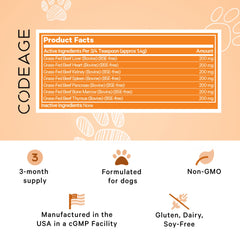 DNA PET hígado de res deshidratado para perros, fuente de vitaminas y aminoácidos.