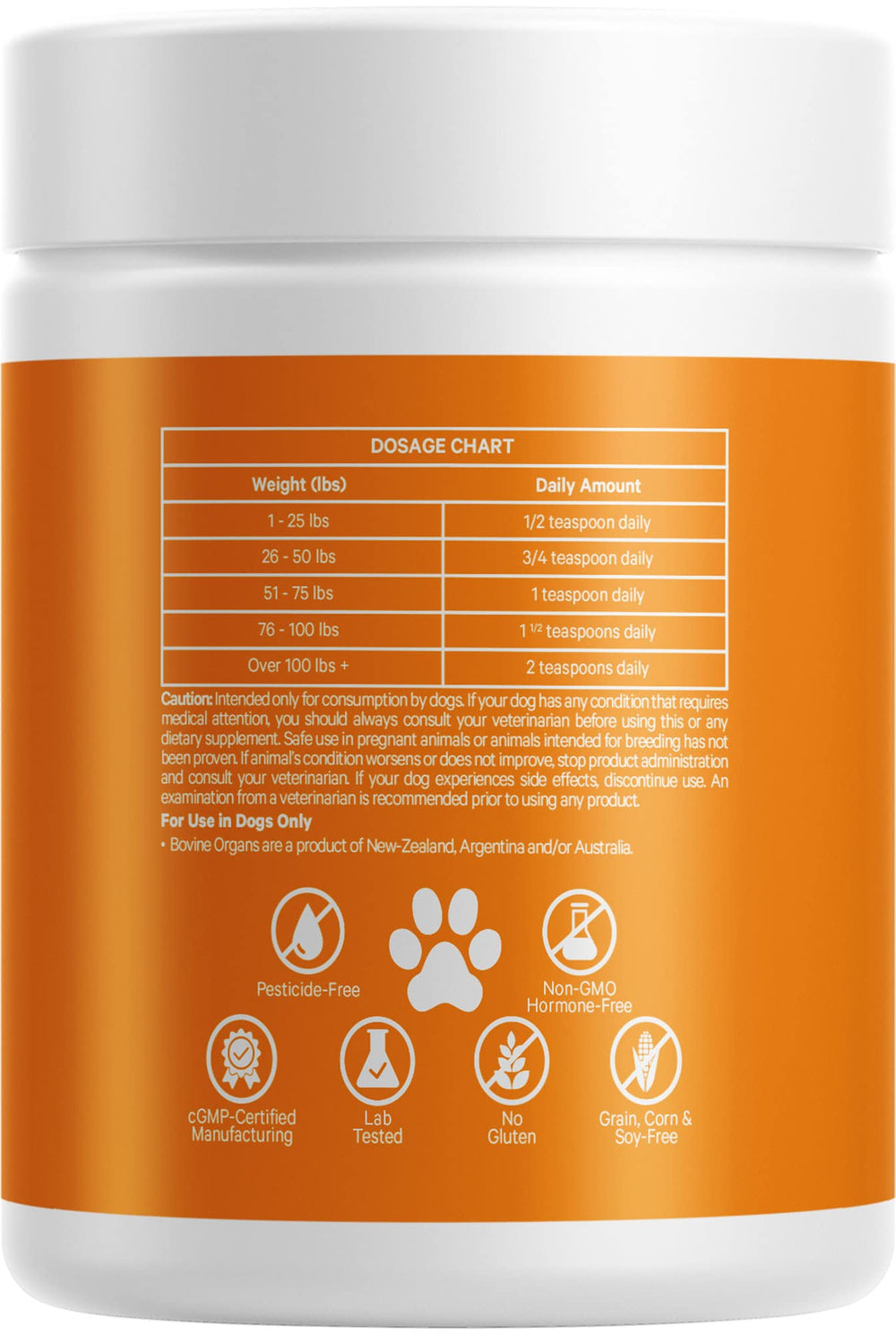 DNA PET mezcla de órganos deshidratados para perros, suplemento completo.