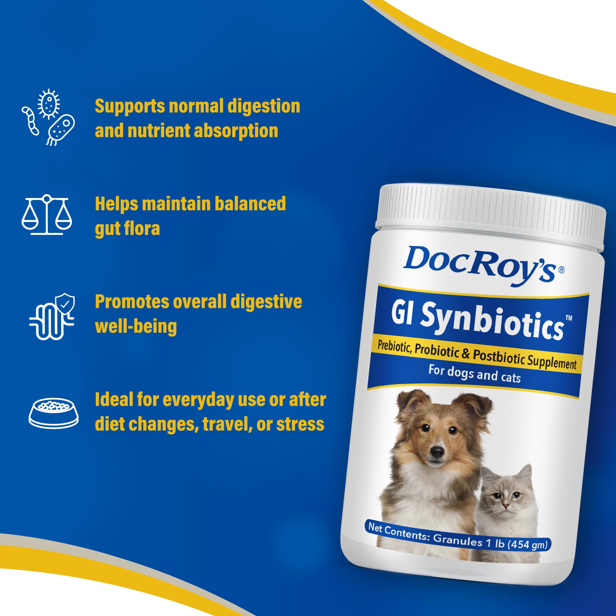 Doc Roy’s GI Synbiotics reducción de diarrea en mascotas