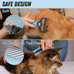 Docrok herramienta dos en uno para desenredar y peinar, ideal para perros y gatos.