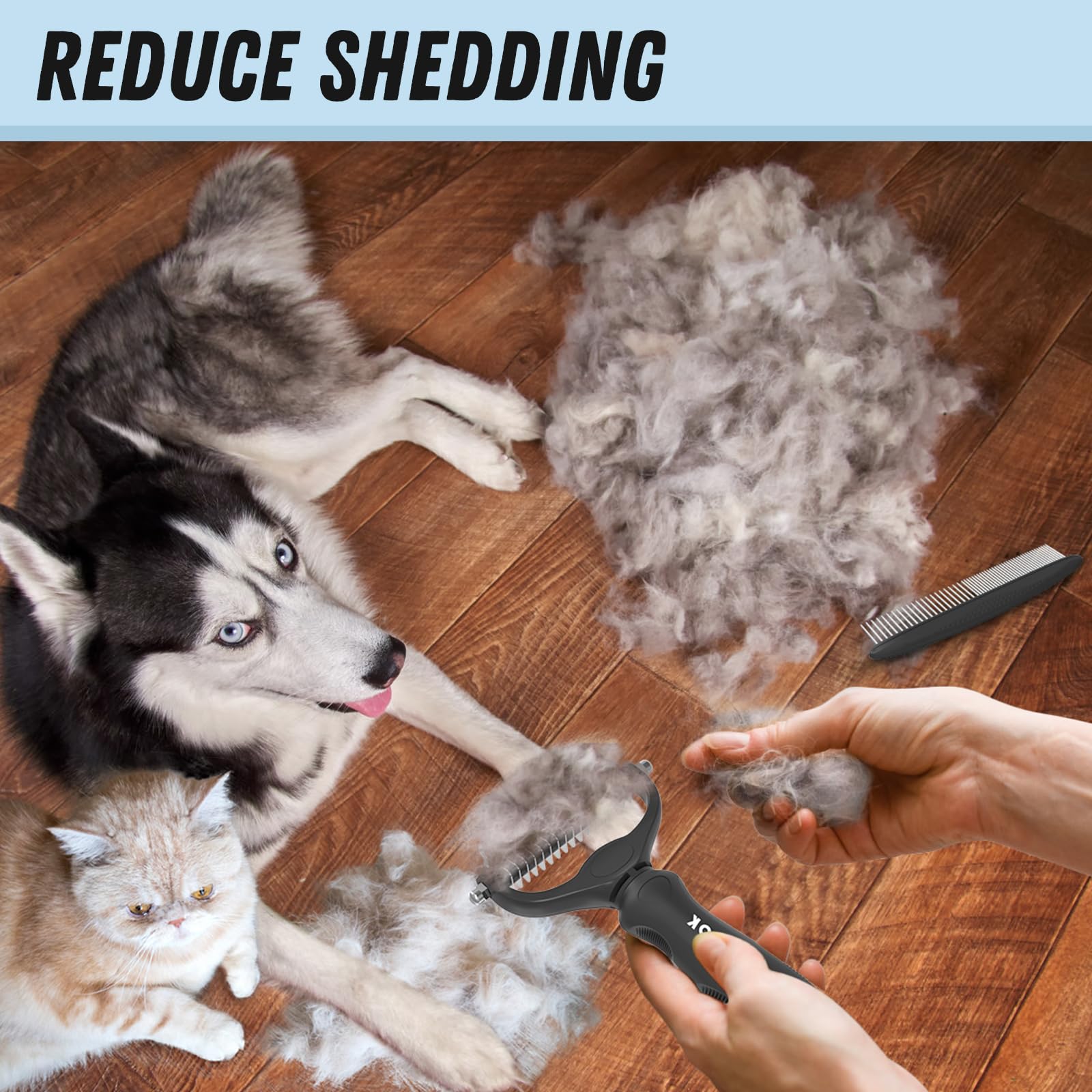 Mango ergonómico Docrok con diseño TPR para grooming cómodo