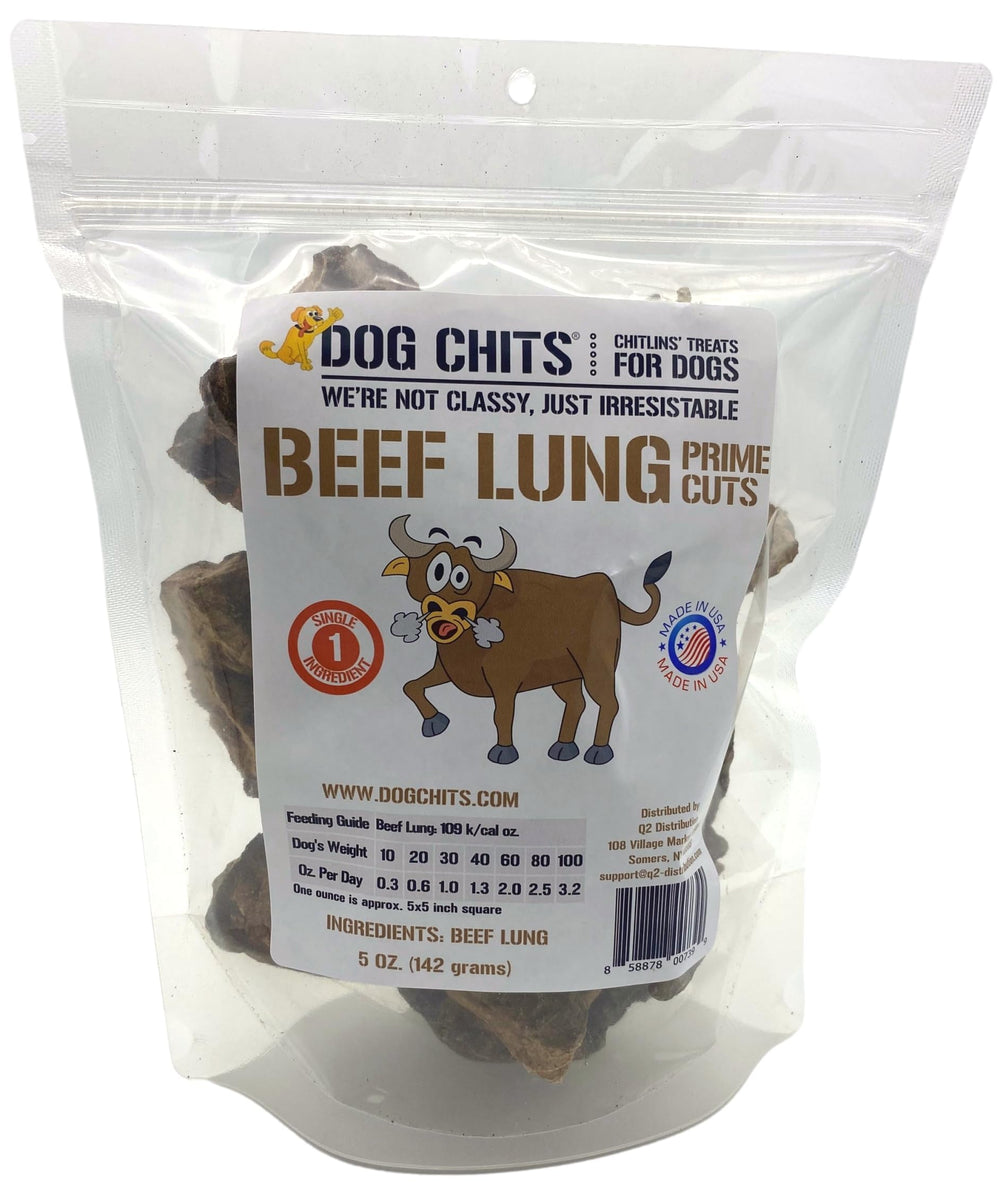 Dog Chits Pulmón de res, bocado 2x2, ideal para reforzar entrenamiento.