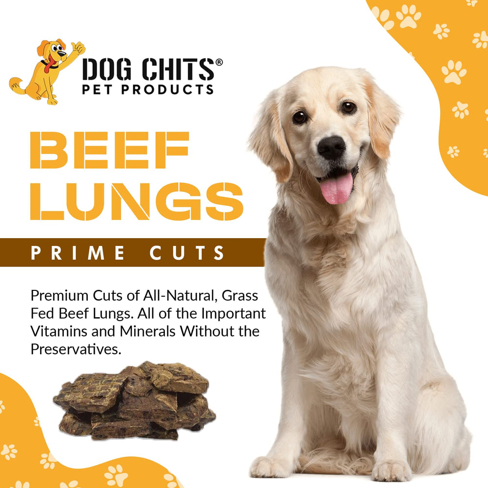 Dog Chits Pulmón de res, curado al aire, snack natural para perros y cachorros.