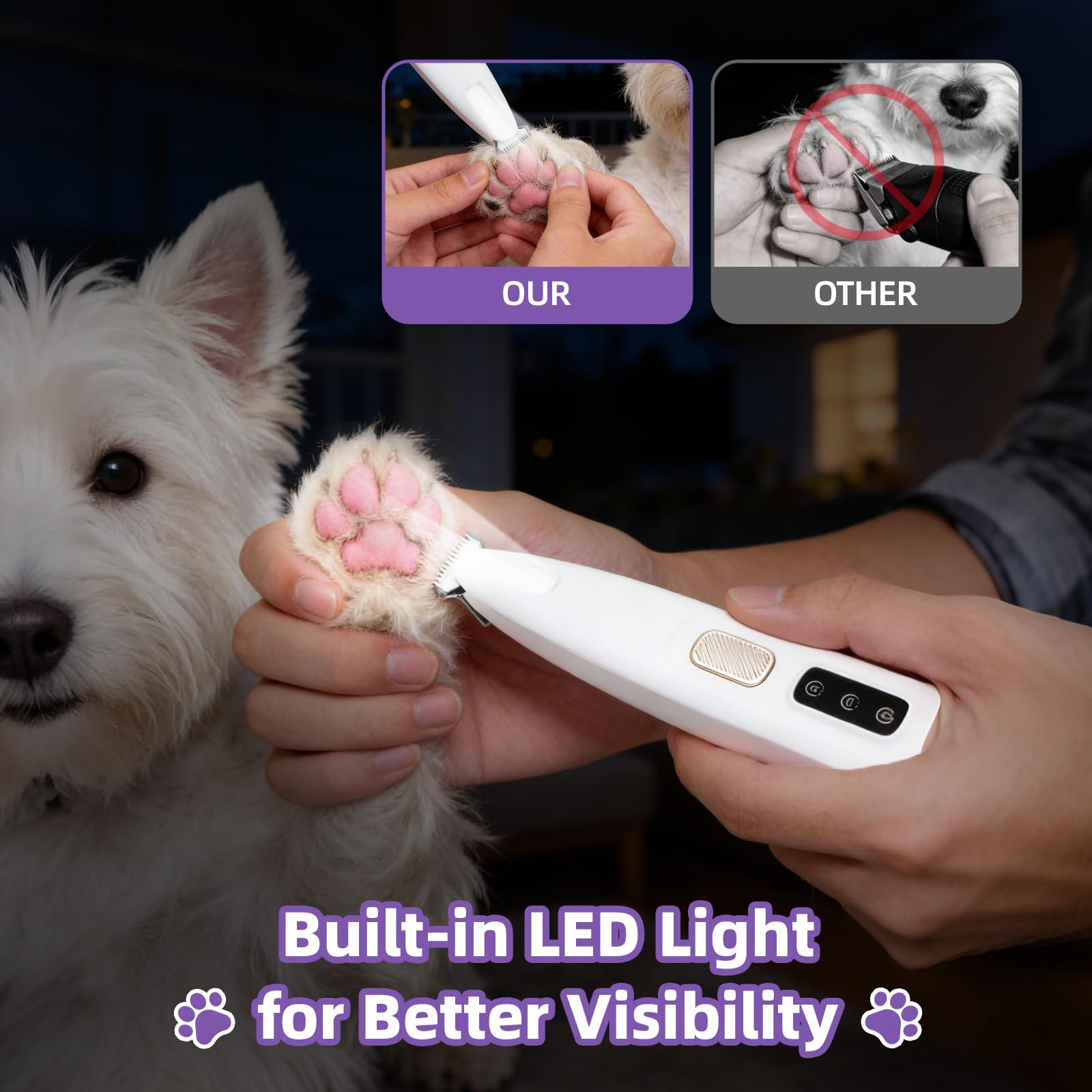 Recortadora de patas para perros uso inalámbrico con USB.