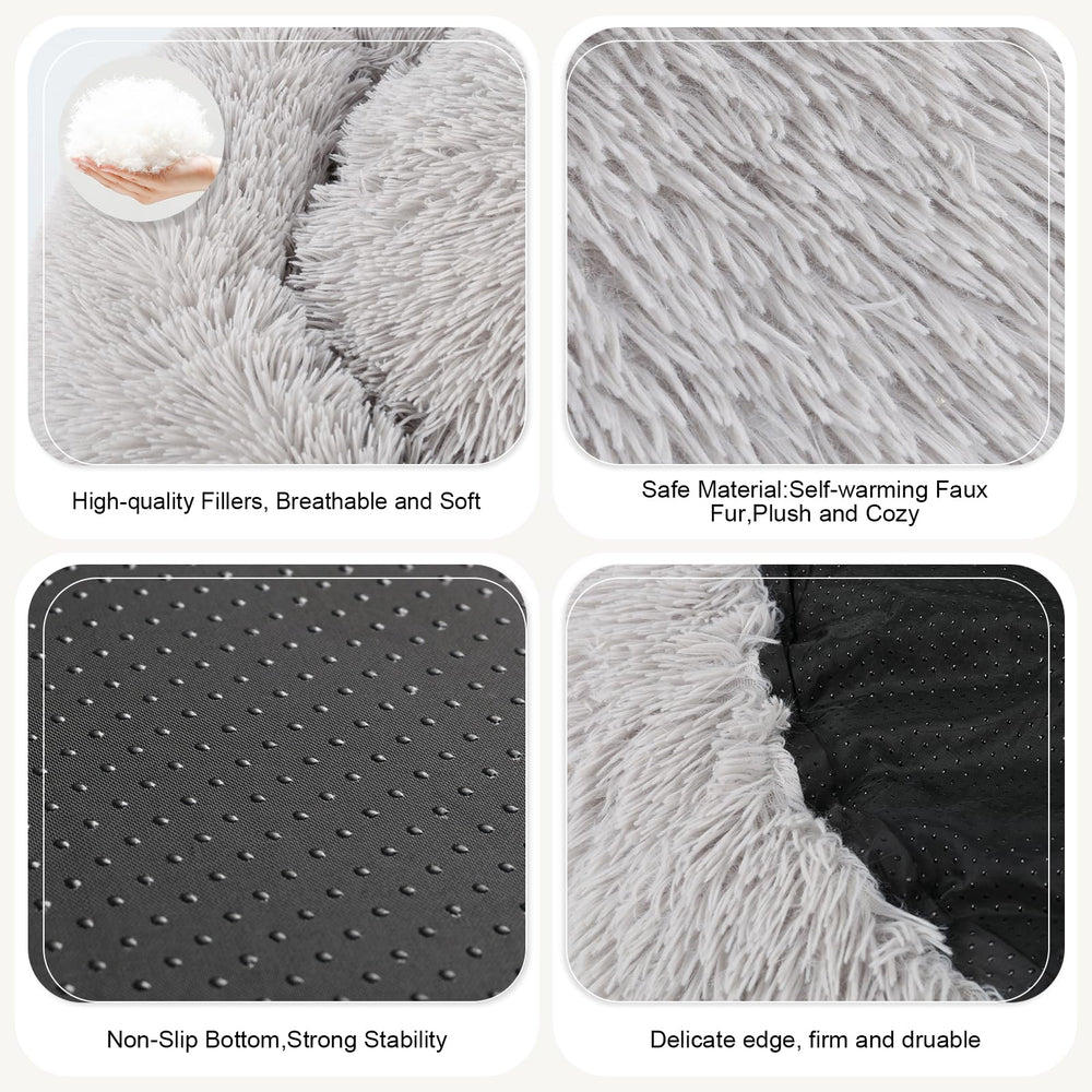 DogBaby Cama Donut Peluche: relleno suave que admite la curvatura corporal.