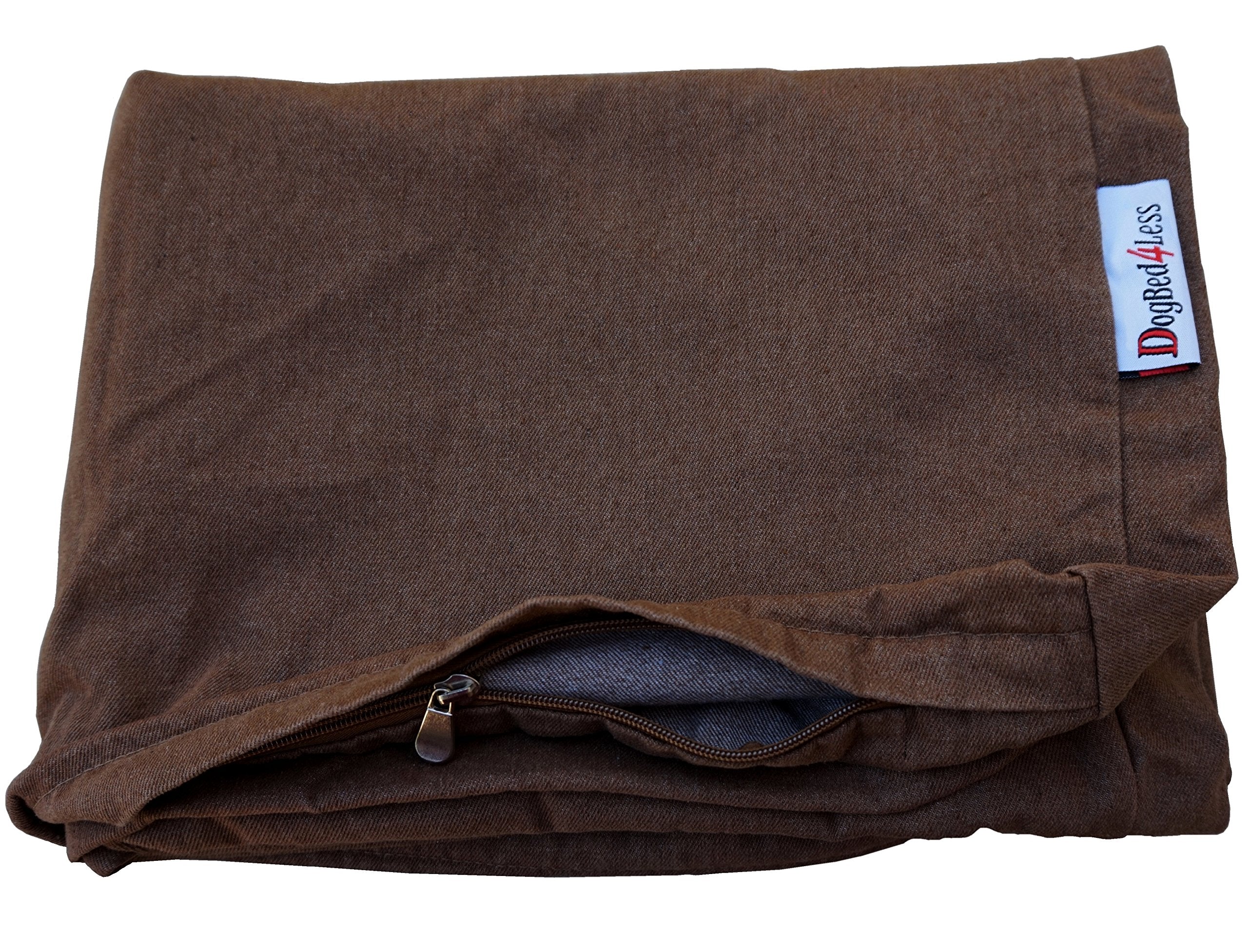 Dogbed4less cubierta exterior denim marrón para cama XL, fácil de limpiar.