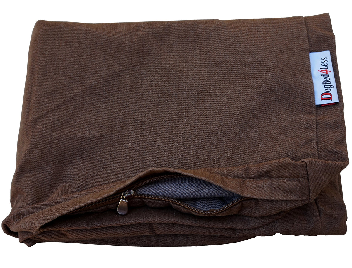 Funda Dogbed4less de denim marrón para cama de perro 37x27x4 pulgadas, protege y limpia fácilmente.