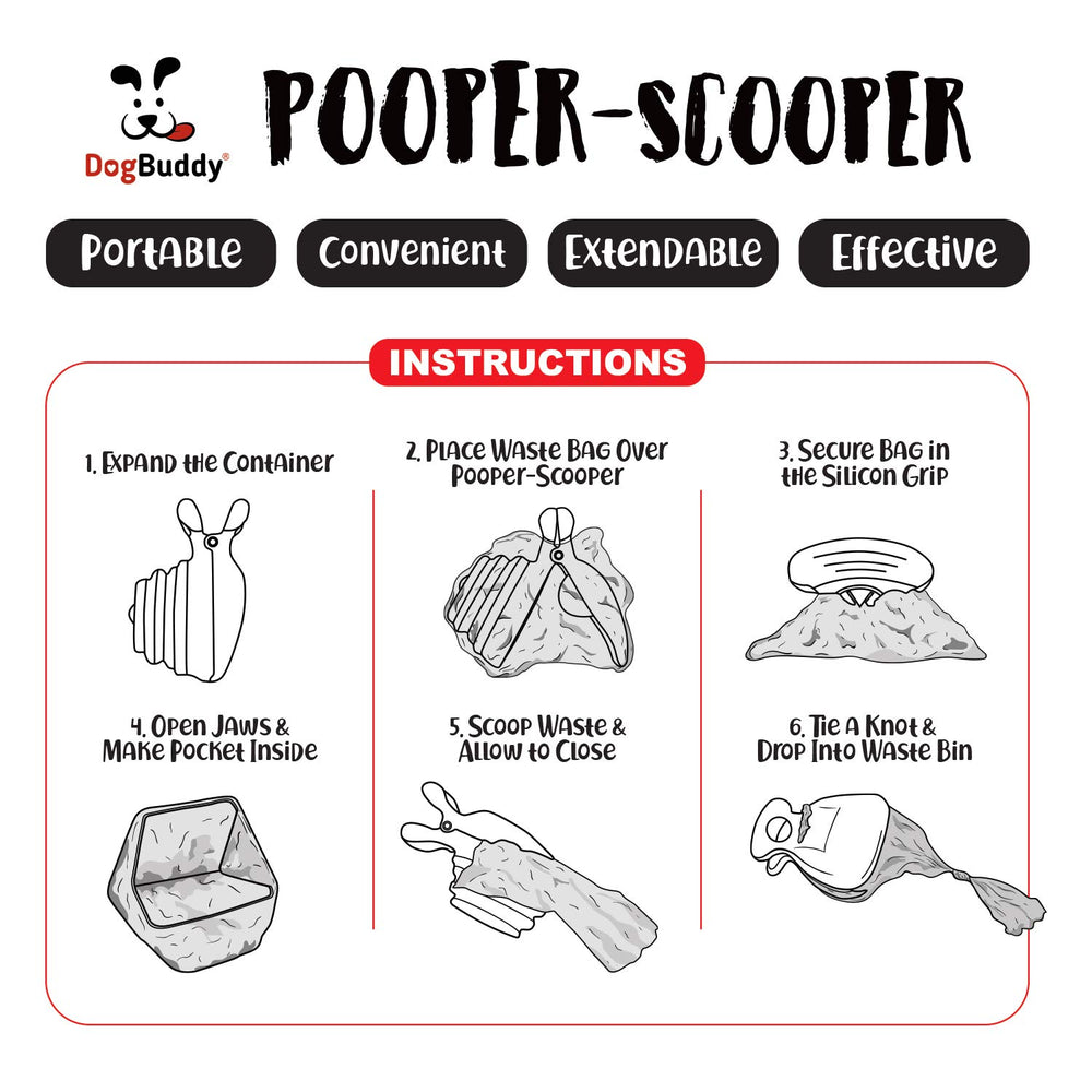 DogBuddy Pooper Scooper en acción limpieza rápida sin ensuciar las manos.