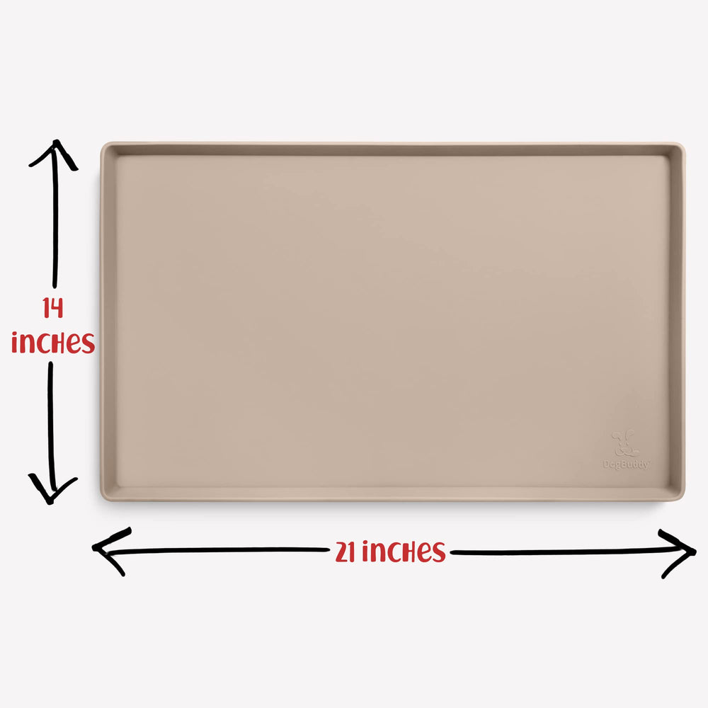 DogBuddy tamaño M 21x14 pulgadas tono taupe, práctico para hogares