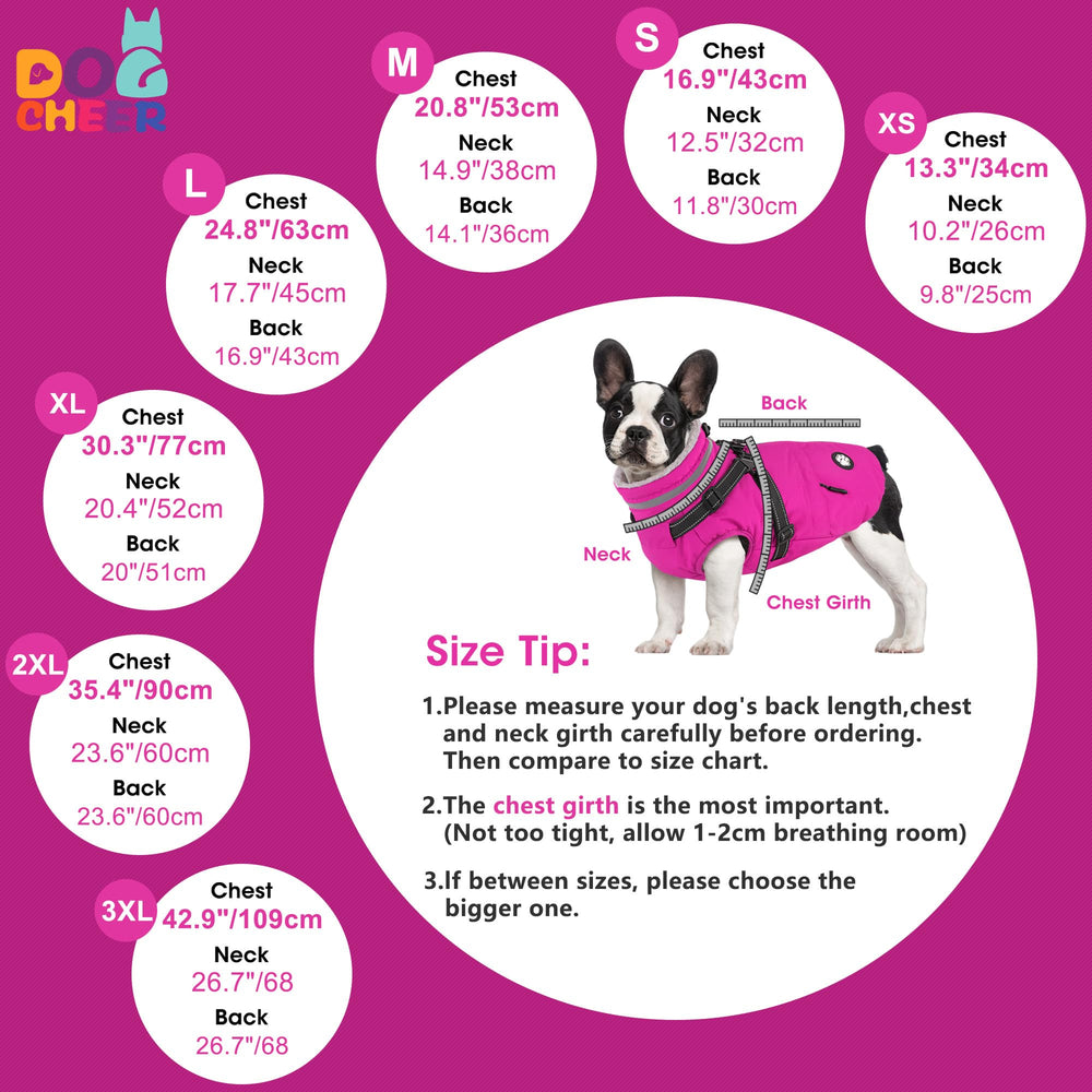 Dogcheer abrigo con arnés integrado y tiras ajustables para ajuste personalizado.