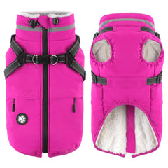 Dogcheer abrigo impermeable con arnés integrado para paseos seguros.