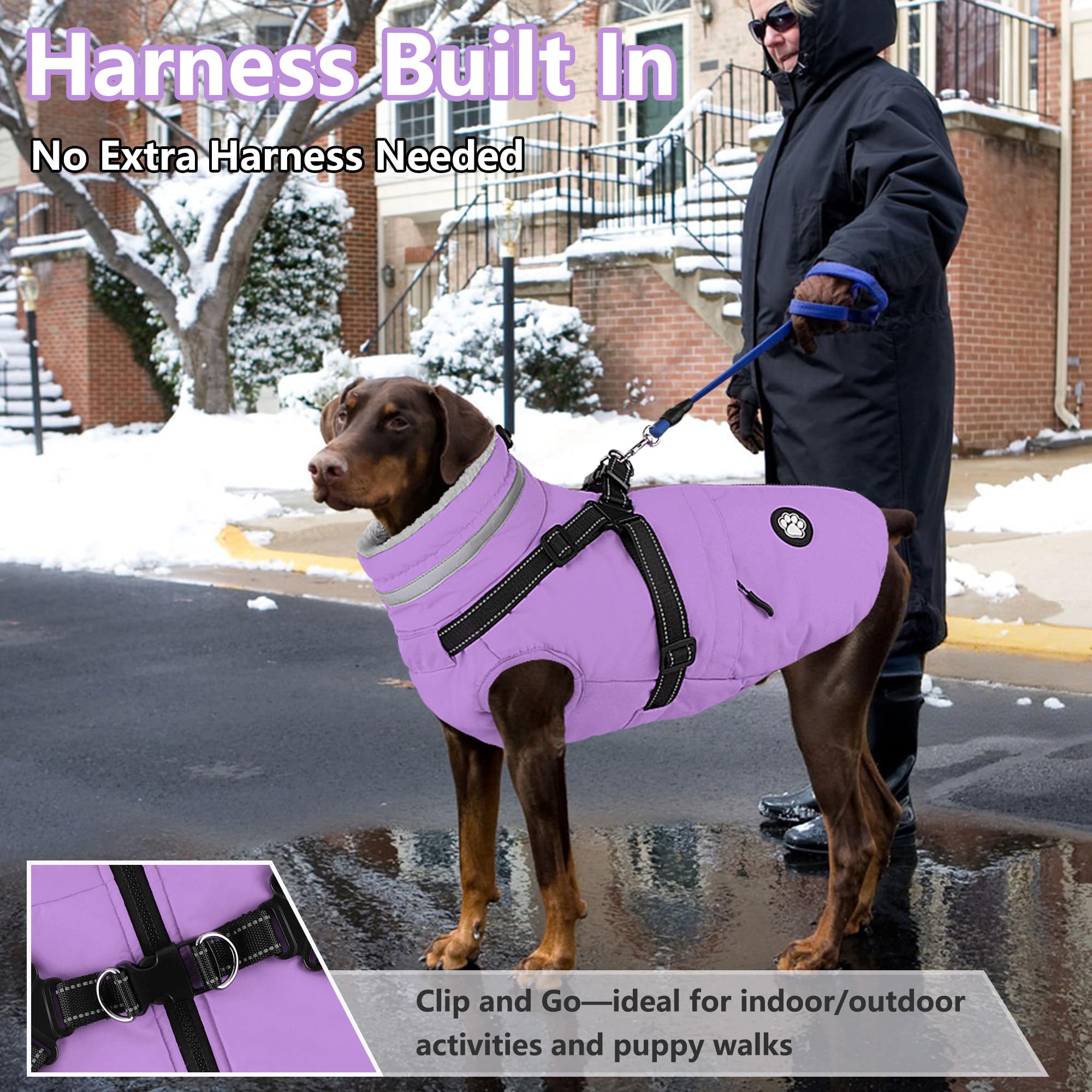 Dogcheer abrigo impermeable con forro de felpa, mantiene al perro cálido y seco.