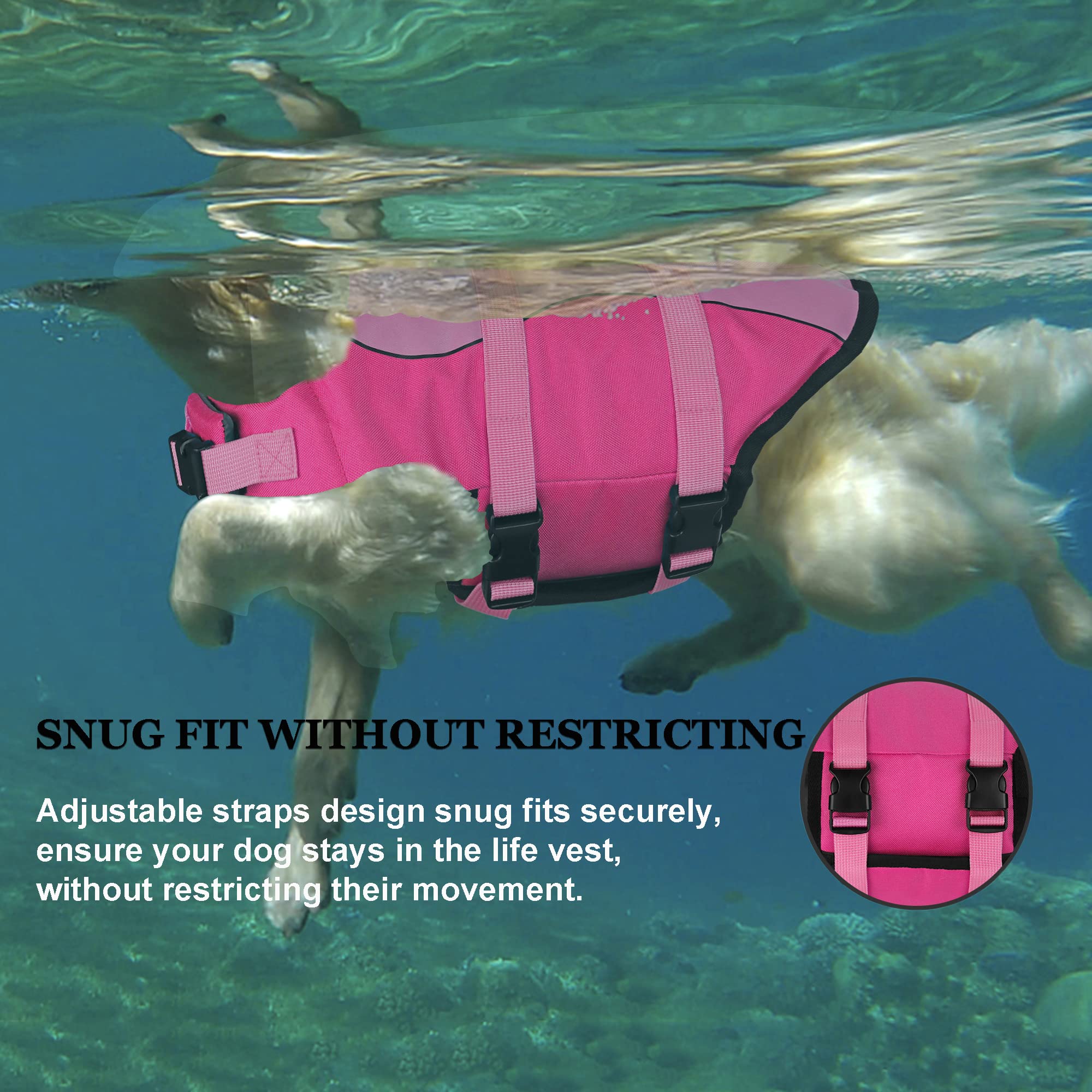 Dogcheer chaleco rosa con alta visibilidad para localizar al perro.