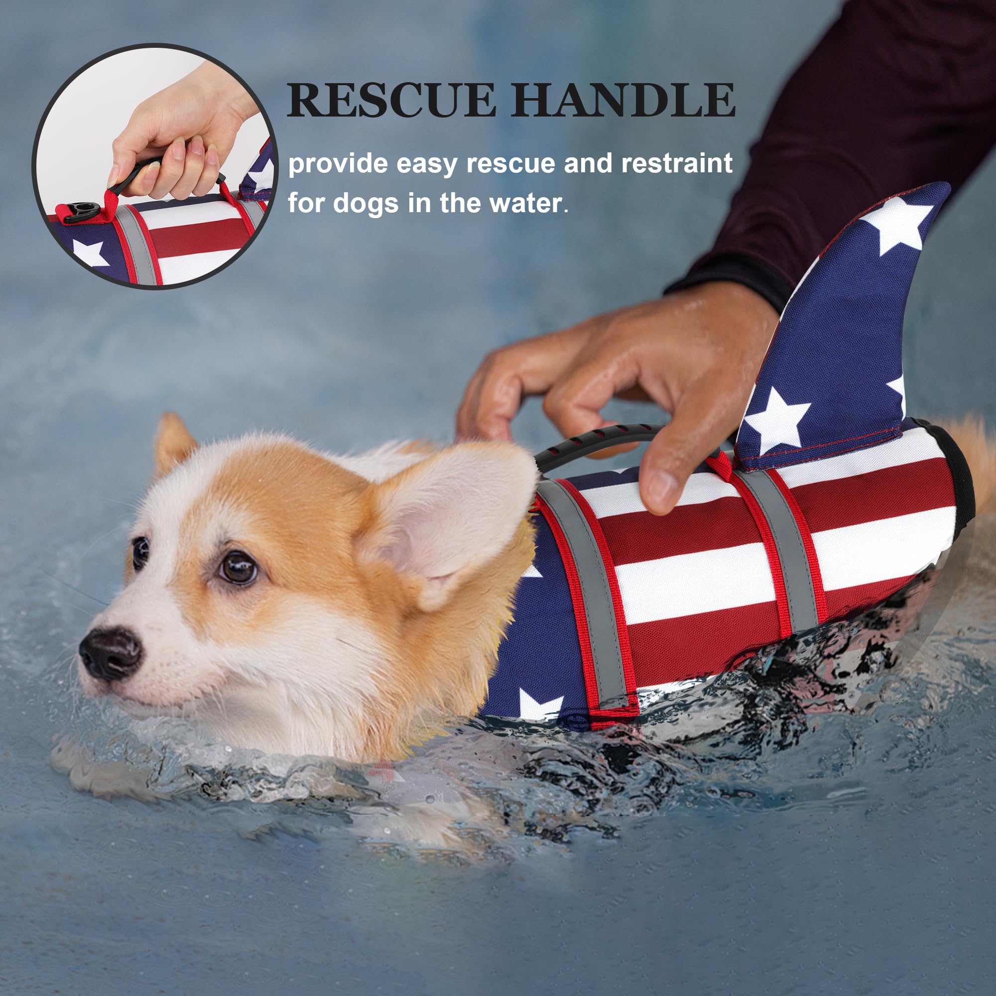 Dogcheer chaleco con bandera de EE UU para mayor visibilidad en el agua