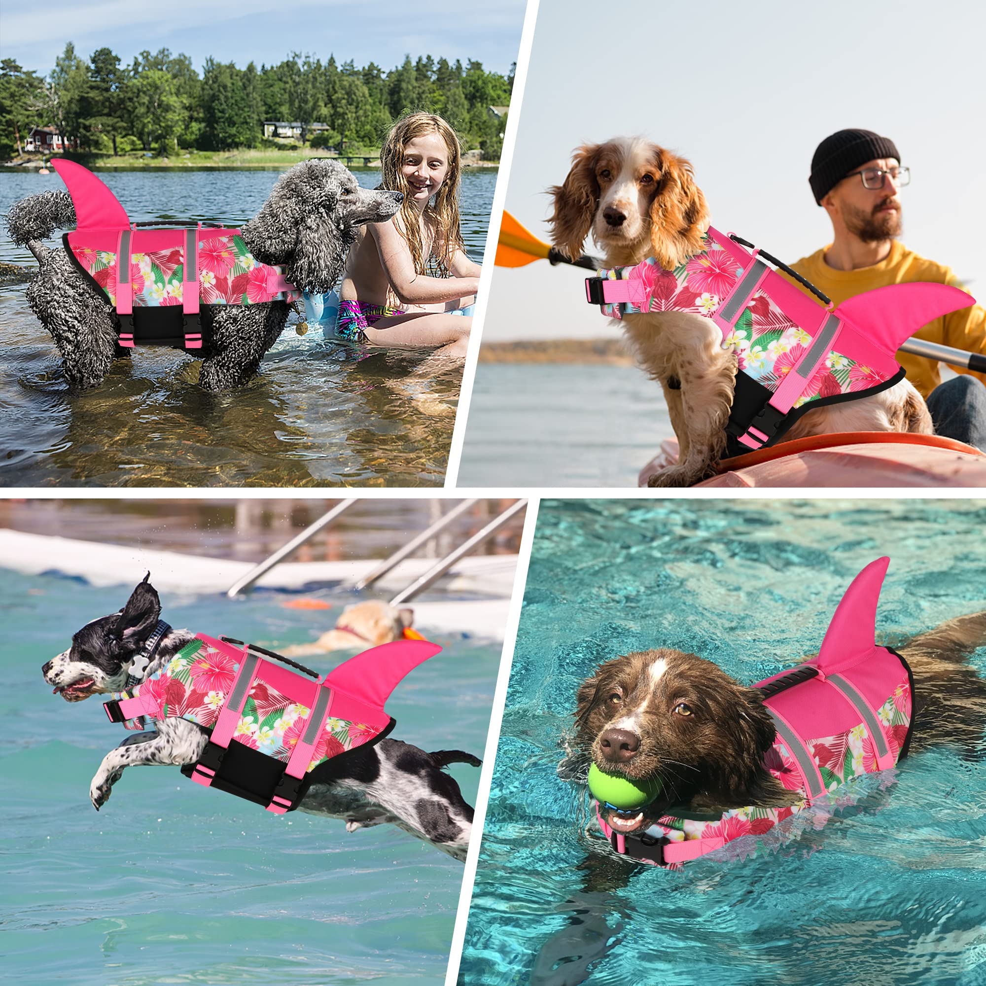Dogcheer chaleco salvavidas con material buoyante, ayuda a mantener al perro a flote.