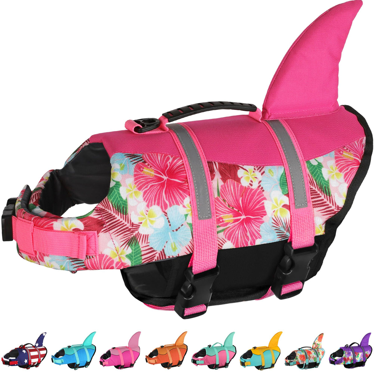 Dogcheer chaleco salvavidas para perros con diseño tiburón, seguridad mejorada al nadar.