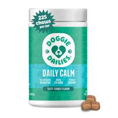 Doggie Dailies masticables calmantes pavo, fáciles de administrar durante viajes.