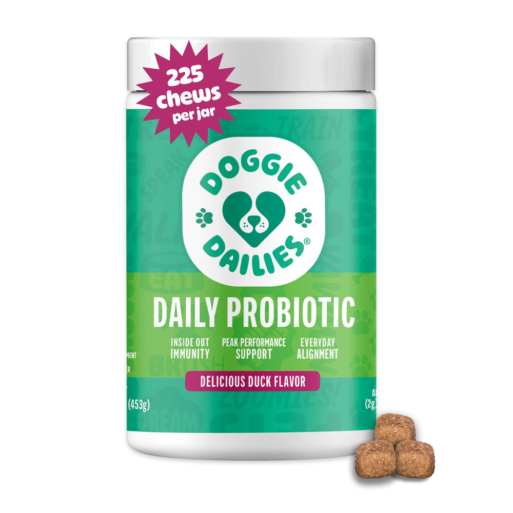 Doggie Dailies Probiotics: botella para perros, apoyo digestivo.