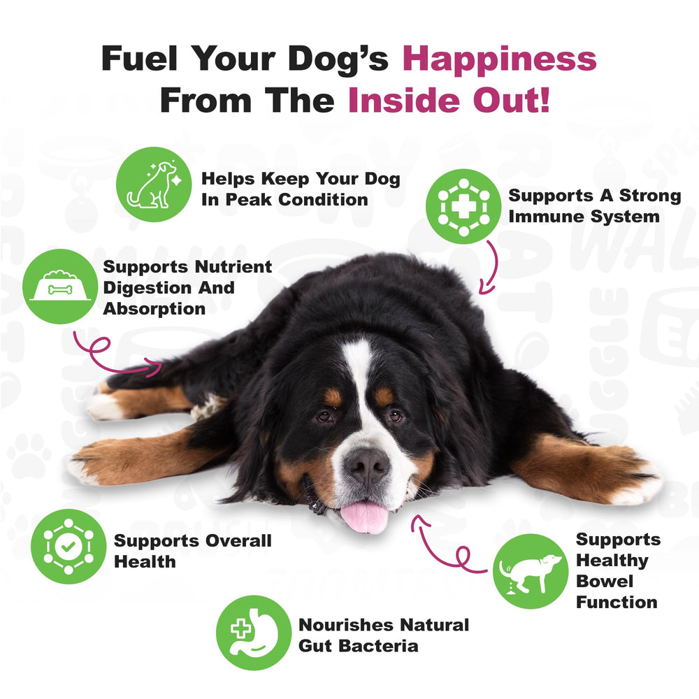 Doggie Dailies Probiotics: etiqueta frontal con cepas.