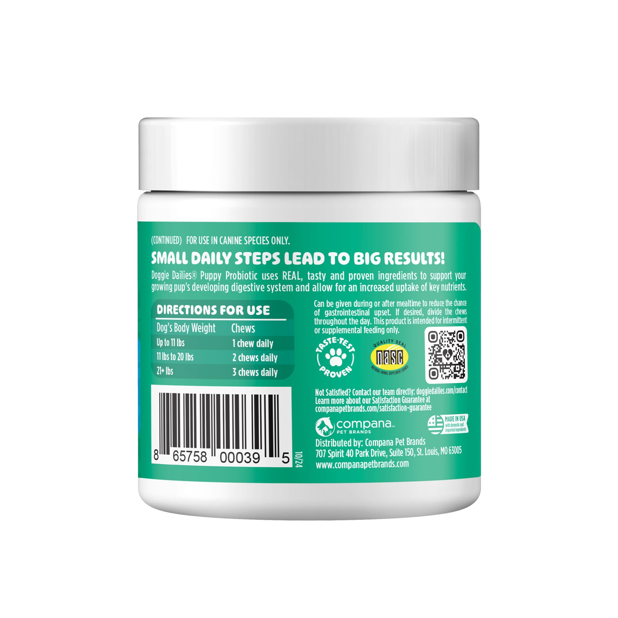 Doggie Dailies Puppy Probiotic apoyo al sistema inmune: complemento diurno para cachorros.