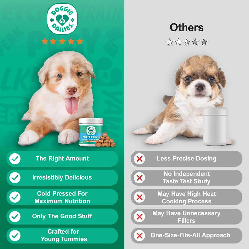 Doggie Dailies Puppy Probiotic prueba de palabilidad independiente: perros encantados.