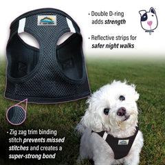 DOGGIE DESIGN American River arnés con ajuste de tres pulgadas para un ajuste personalizado