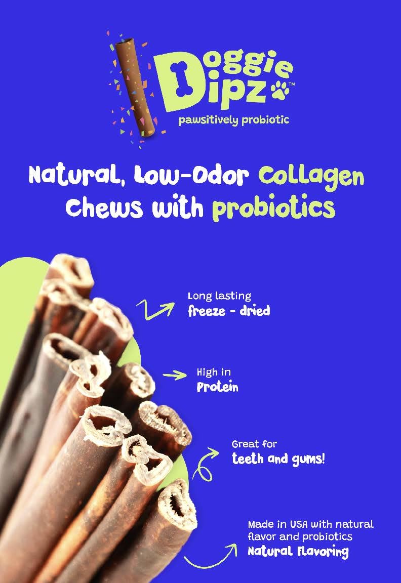 Doggie Dipz palitos con sabor a maní para gusto y experiencia de masticación