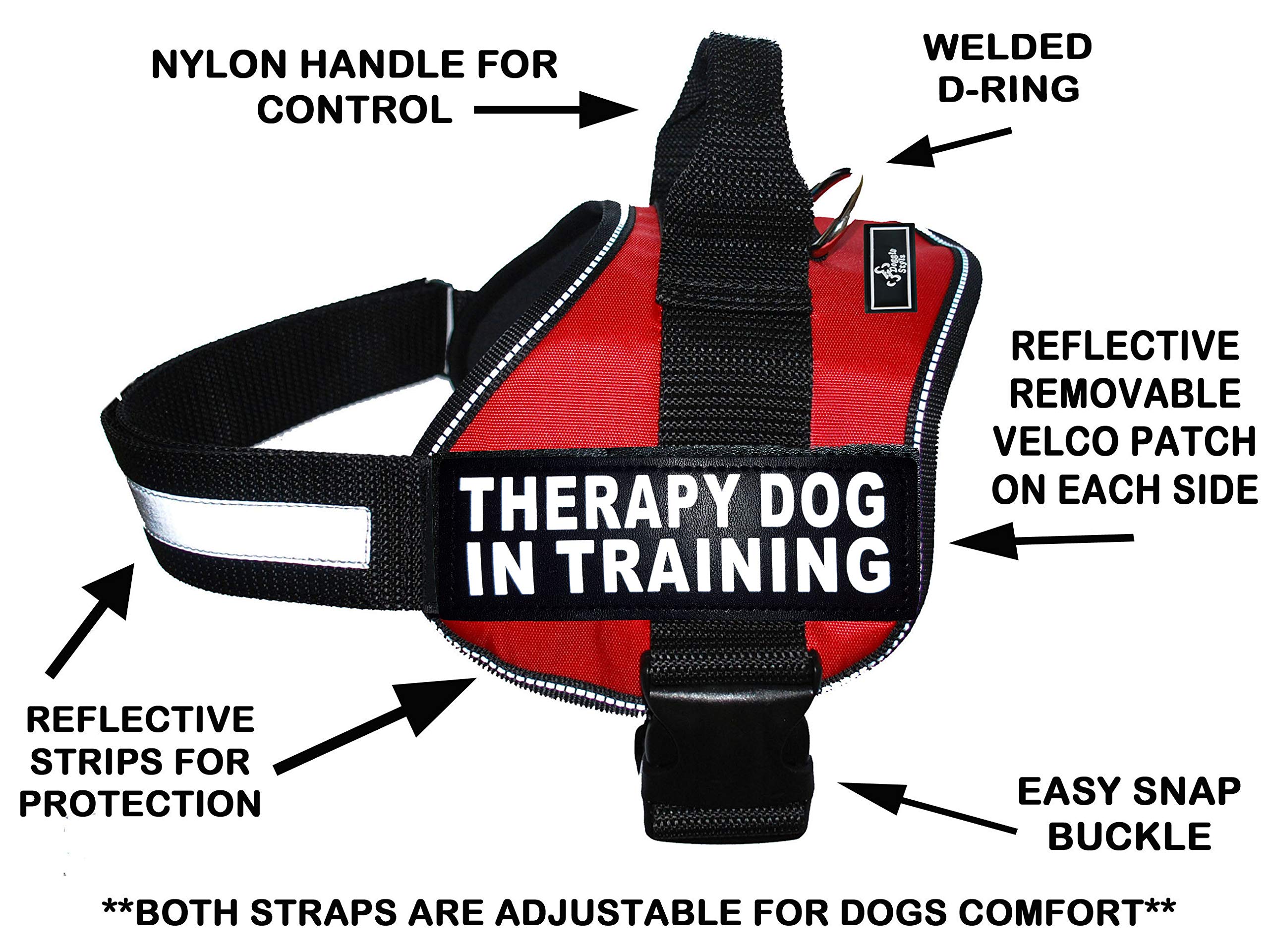 Parches reflectantes de Doggie Stylz para mayor visibilidad durante entrenamiento.