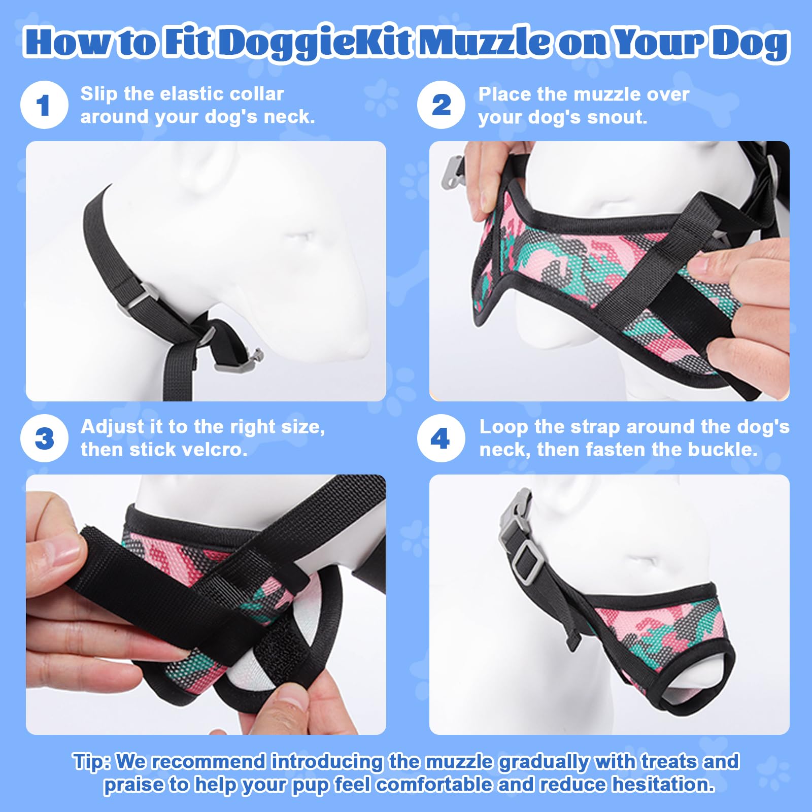 DoggieKit mordaza ofrece confort y respiración fluida durante el juego al aire libre.