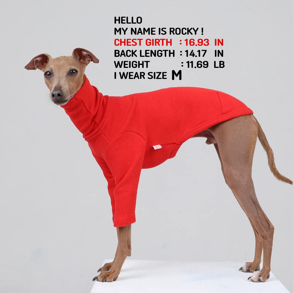 Doggystar camiseta galgo italiano rojo lateral, libertad de movimiento diaria.