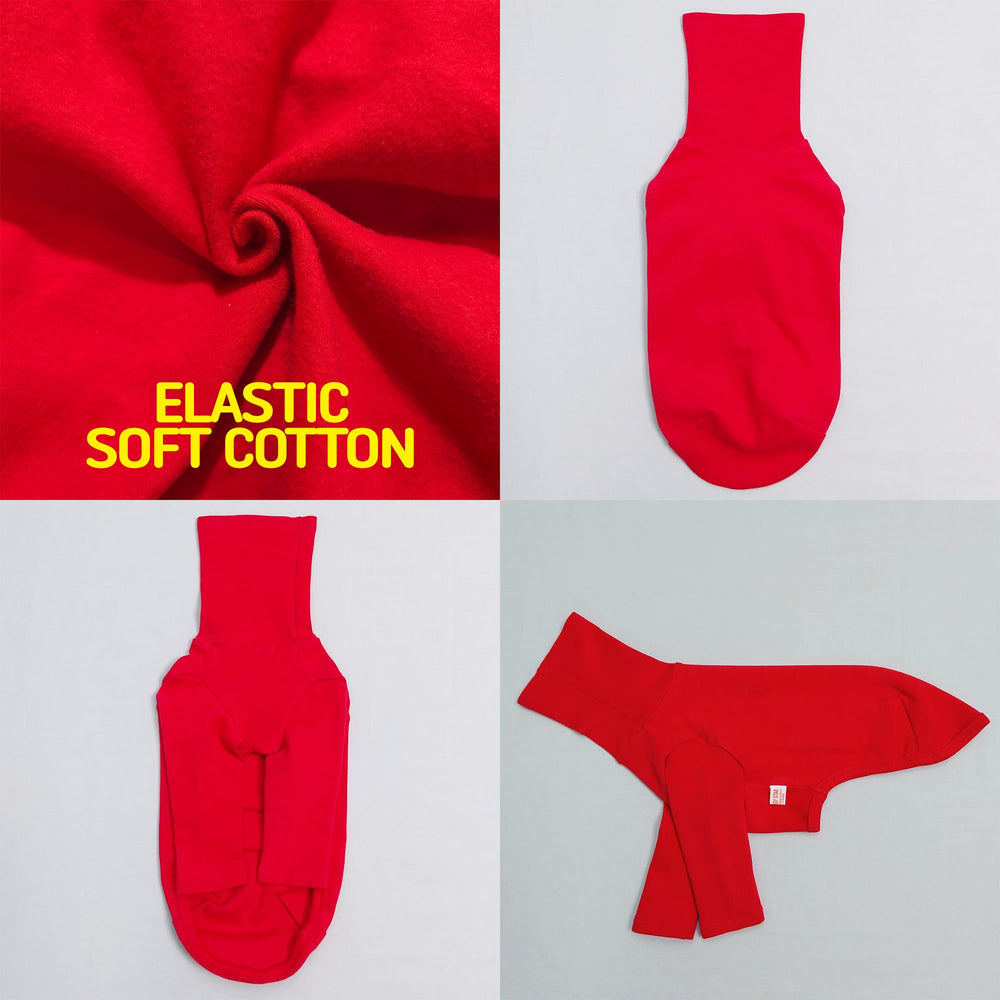 Doggystar camiseta galgo italiano rojo tejido elástico, ajuste flexible para actividad.