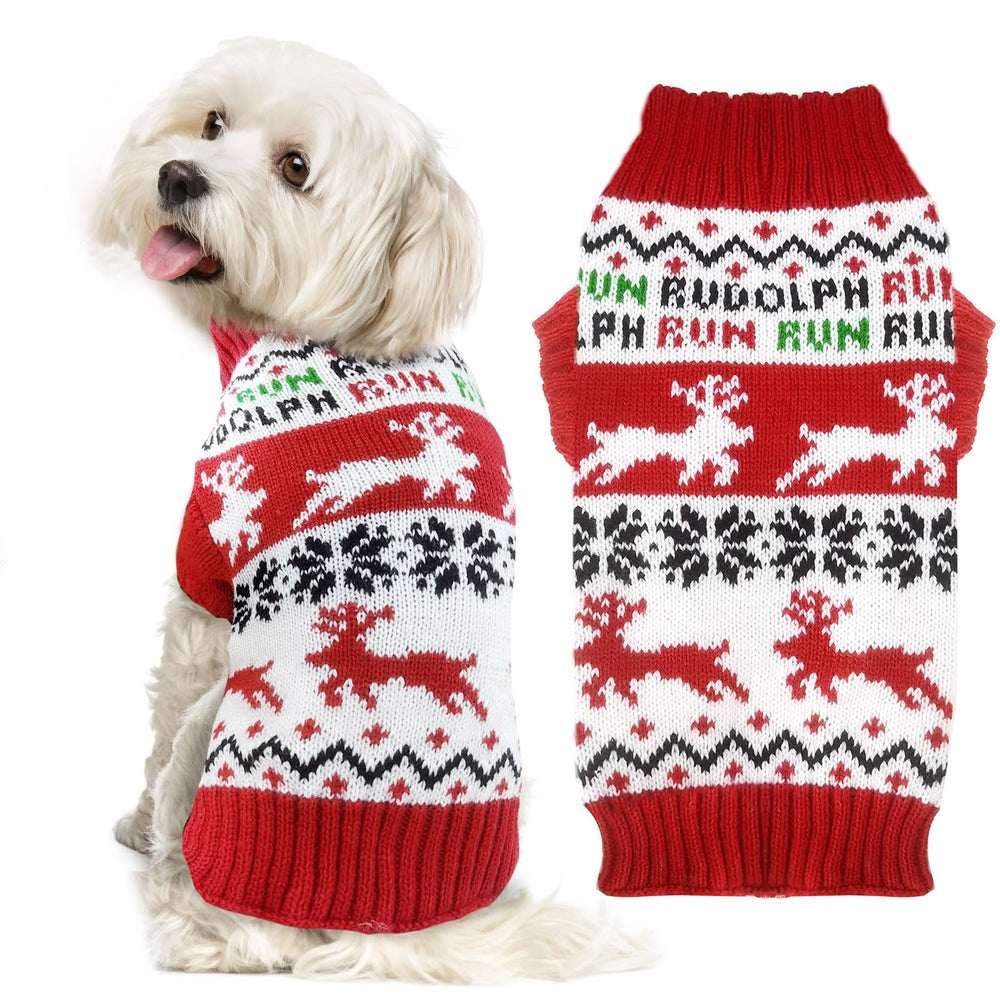 DOGGYZSTYLE suéter navideño para perro con ciervo rojo, vista frontal