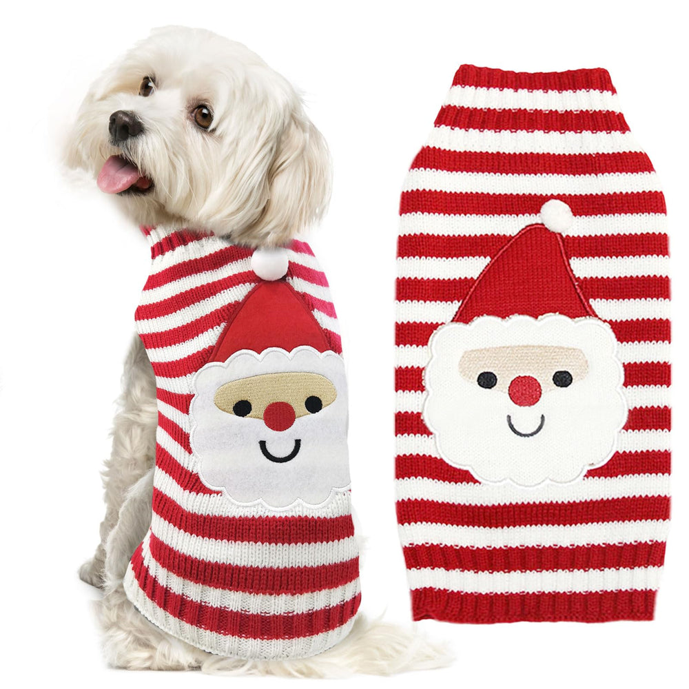 DOGGYZSTYLE suéter navideño para perro con rayas y Santa, ideal para fiestas.