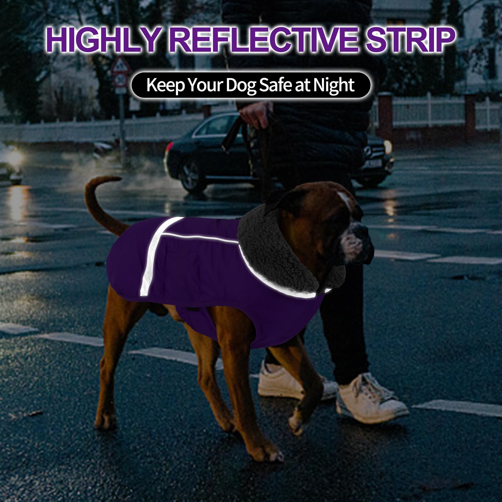 Doglay abrigo con correas elasticas traseras que mantienen el abrigo en su lugar.
