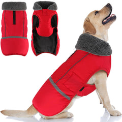 Doglay capa-perro impermeable, collar de felpa, mantiene al perro seco y cálido.