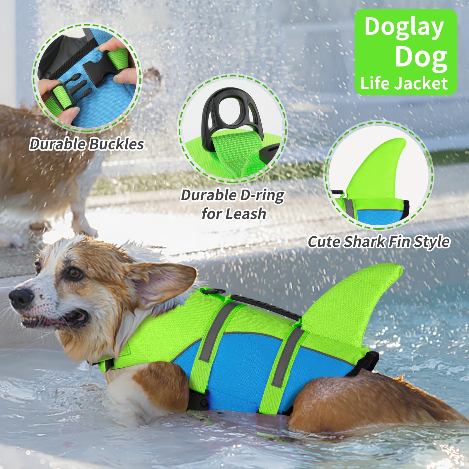 Doglay chaleco salvavidas con asidero de rescate para maniobras rápidas.