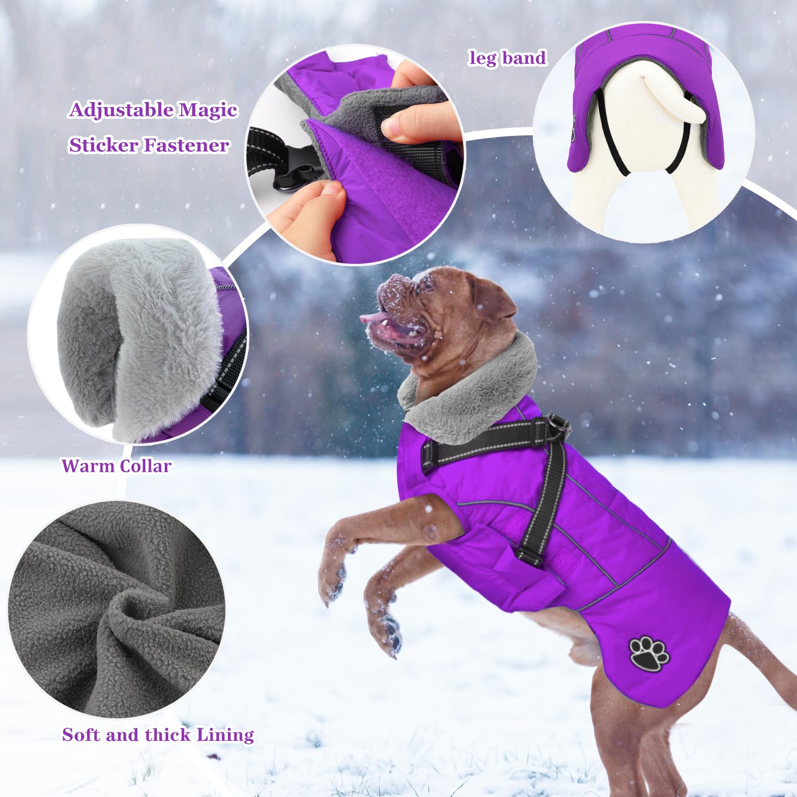 Doglay chaqueta con ajuste de velcro en cuello para fácil colocación