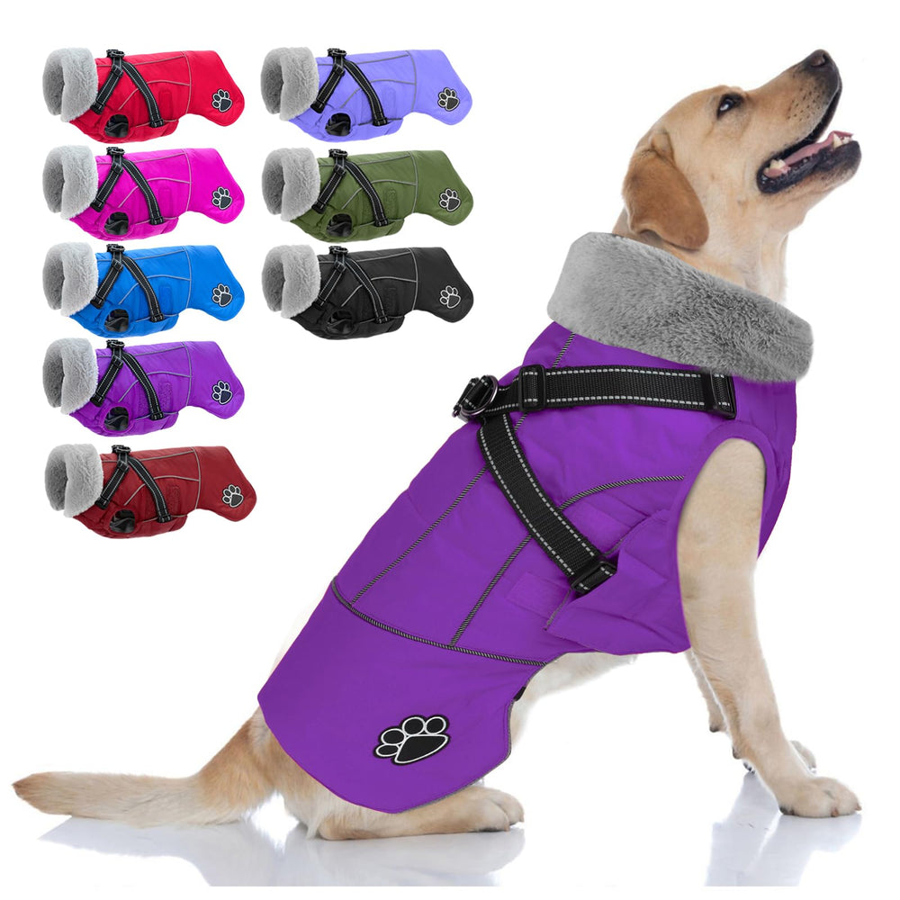 Doglay chaqueta impermeable con arnés integrado en el frente, para paseos seguros