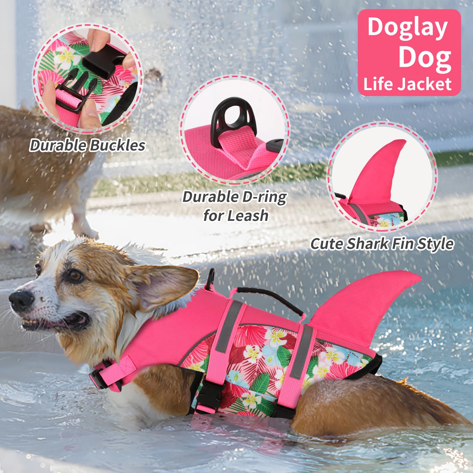 Doglay diseño tiburón detalle costuras para durabilidad y estilo
