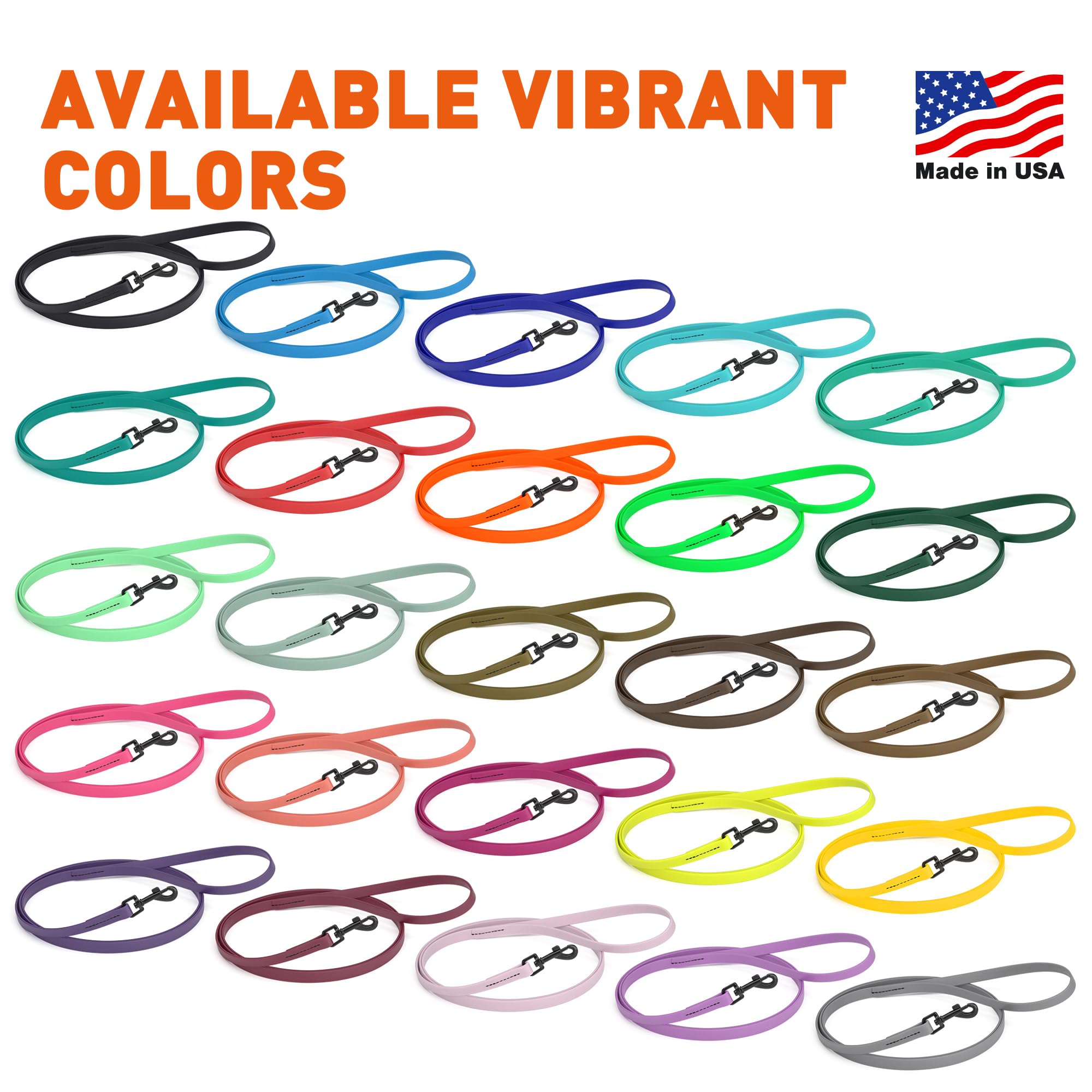 Elige entre 26 colores de Dogline Biothane para estilo y durabilidad.