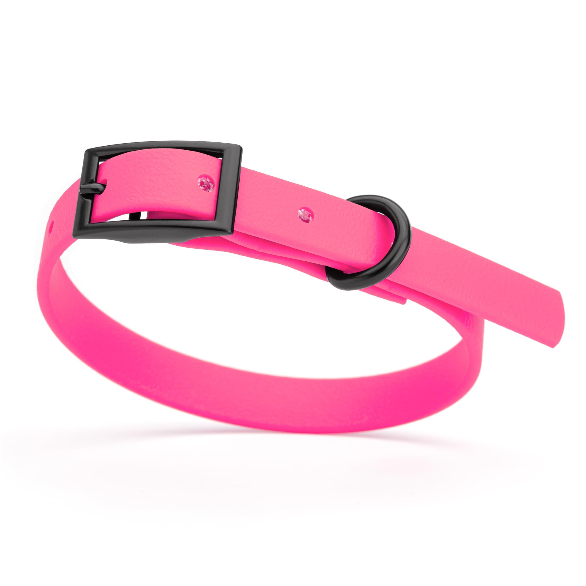 Dogline Biothane collar rosa: resistente al agua y evita olores en días húmedos.