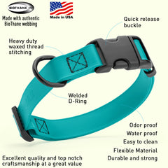 Collar Dogline Biothane con hebilla de liberación rápida en Teal